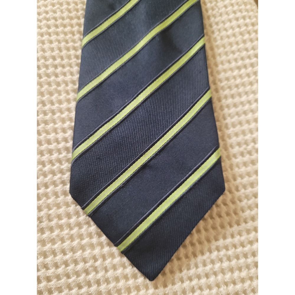 Polifroni Milano Mens 100% Silk Striped Repp Necktie Blue/Green Professional